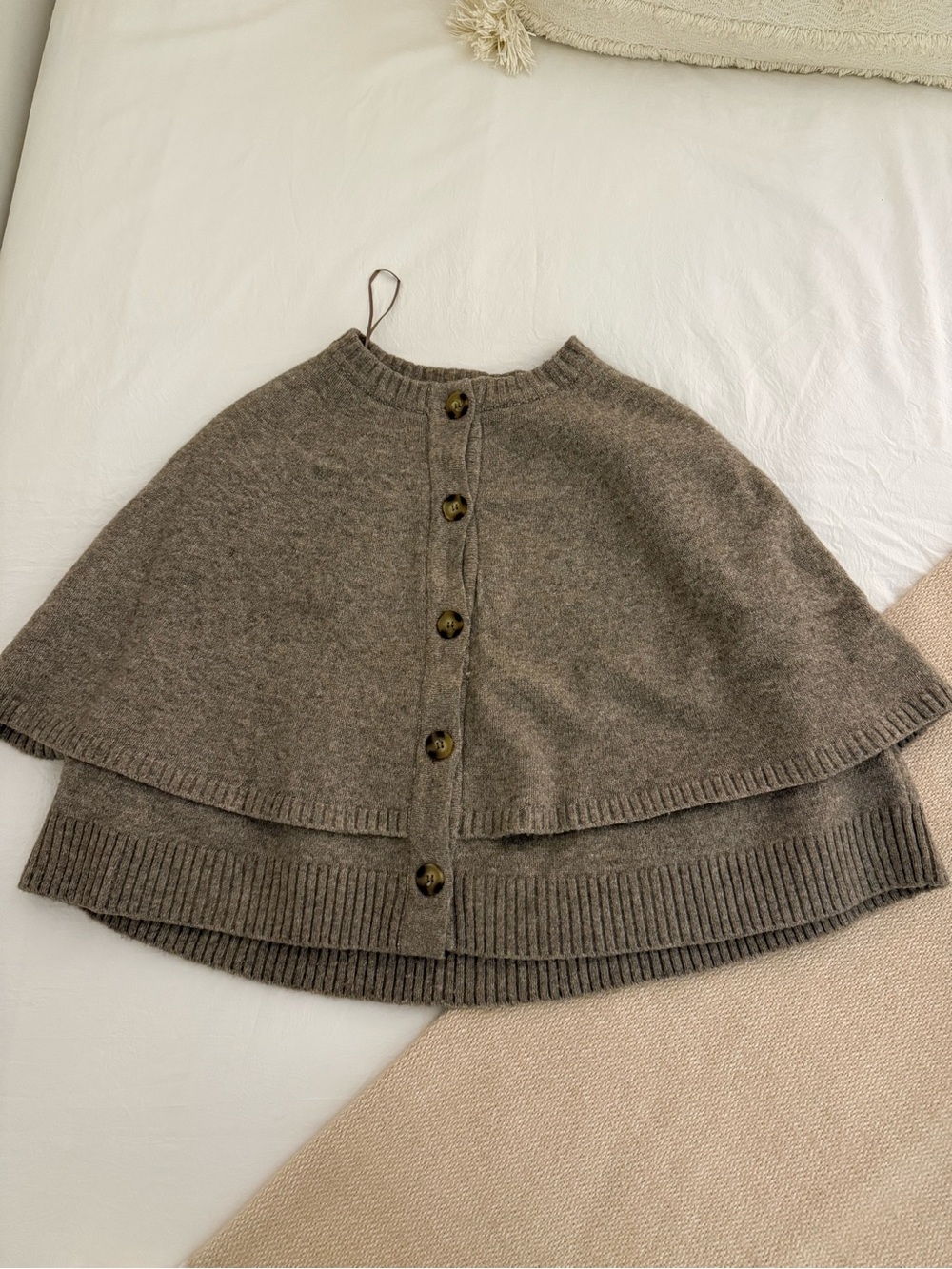 Zara Knit Cape in Taupe Beige